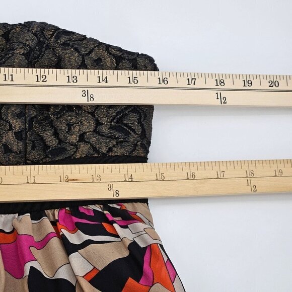 Trina Turk Silk Geometric Floral Jacquard Strapless Maxi Dress Women's 8 Preppy - Picture 10 of 13